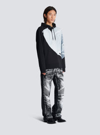 Hoodie imprimé trompe-l'œil t-shirt - Noir & Blanc