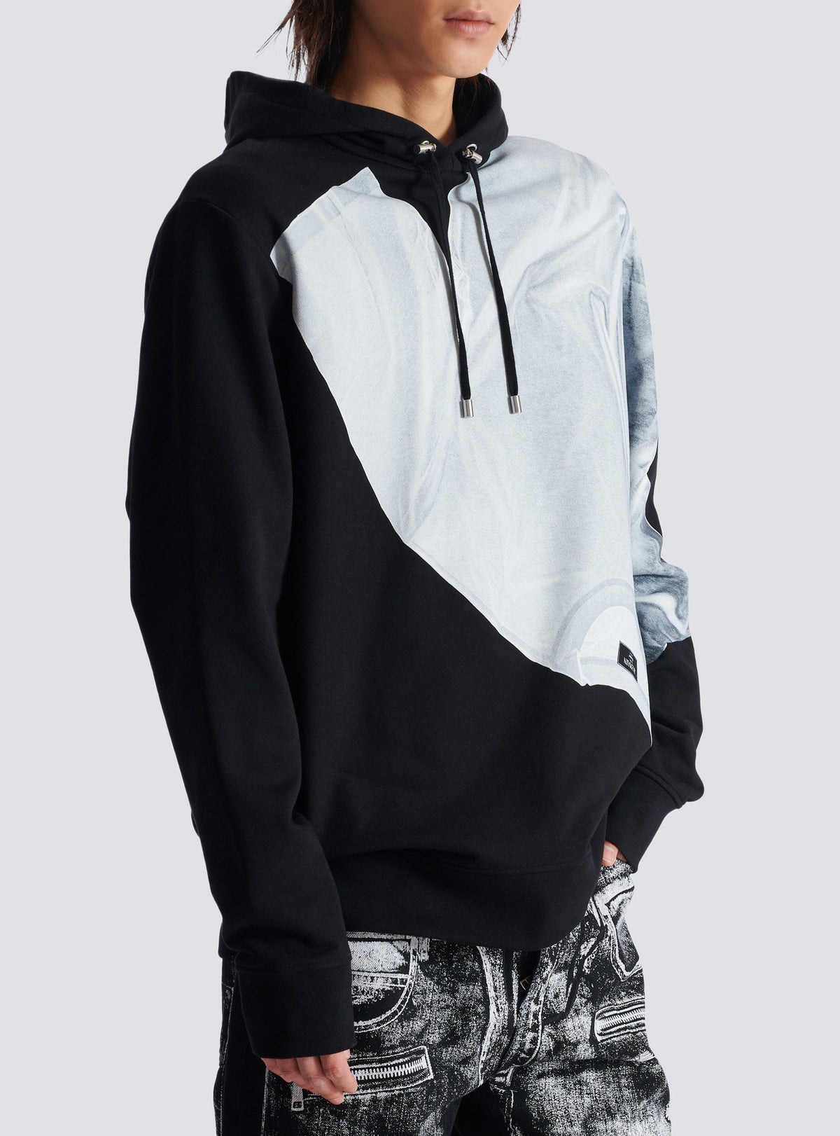Sweat à capuche trompe-l'œil - Noir & Blanc