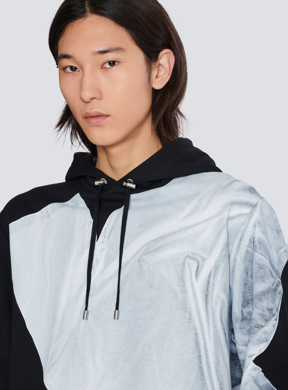 Hoodie imprimé trompe-l'œil t-shirt - Noir & Blanc