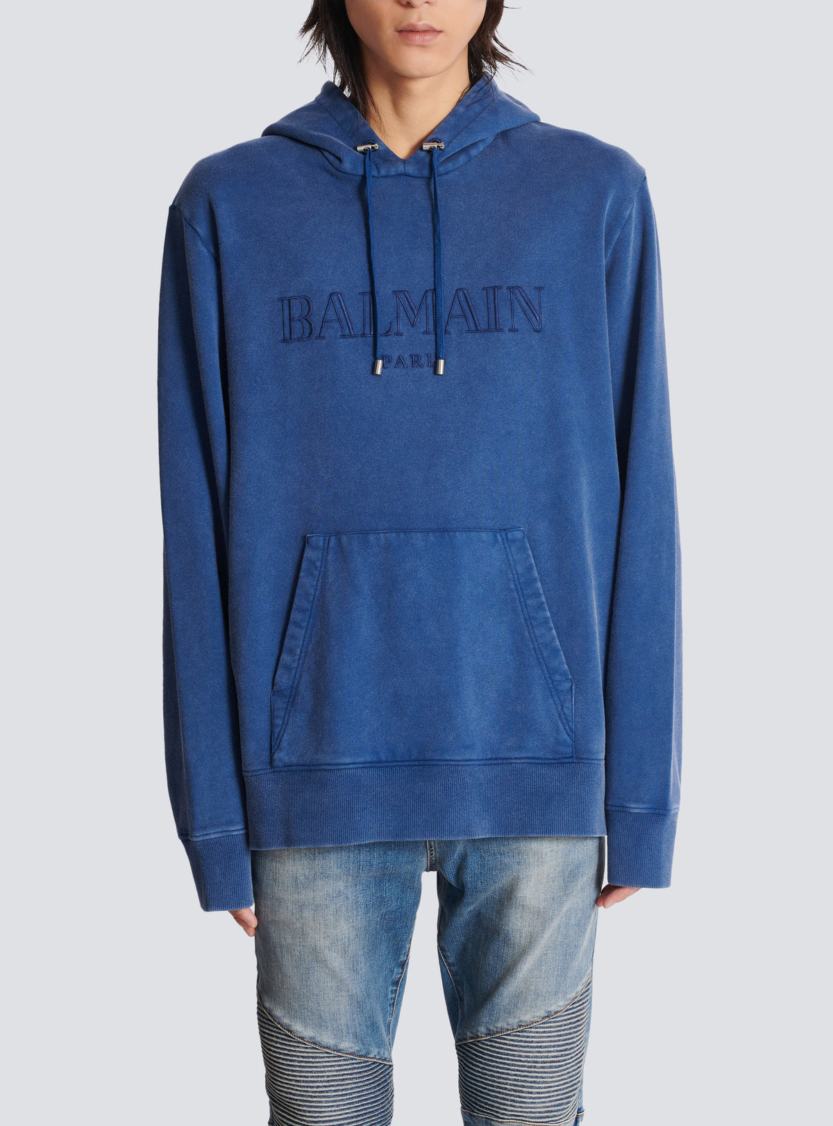 Hoodie brodé balmain vintage - Bleu & Bleu