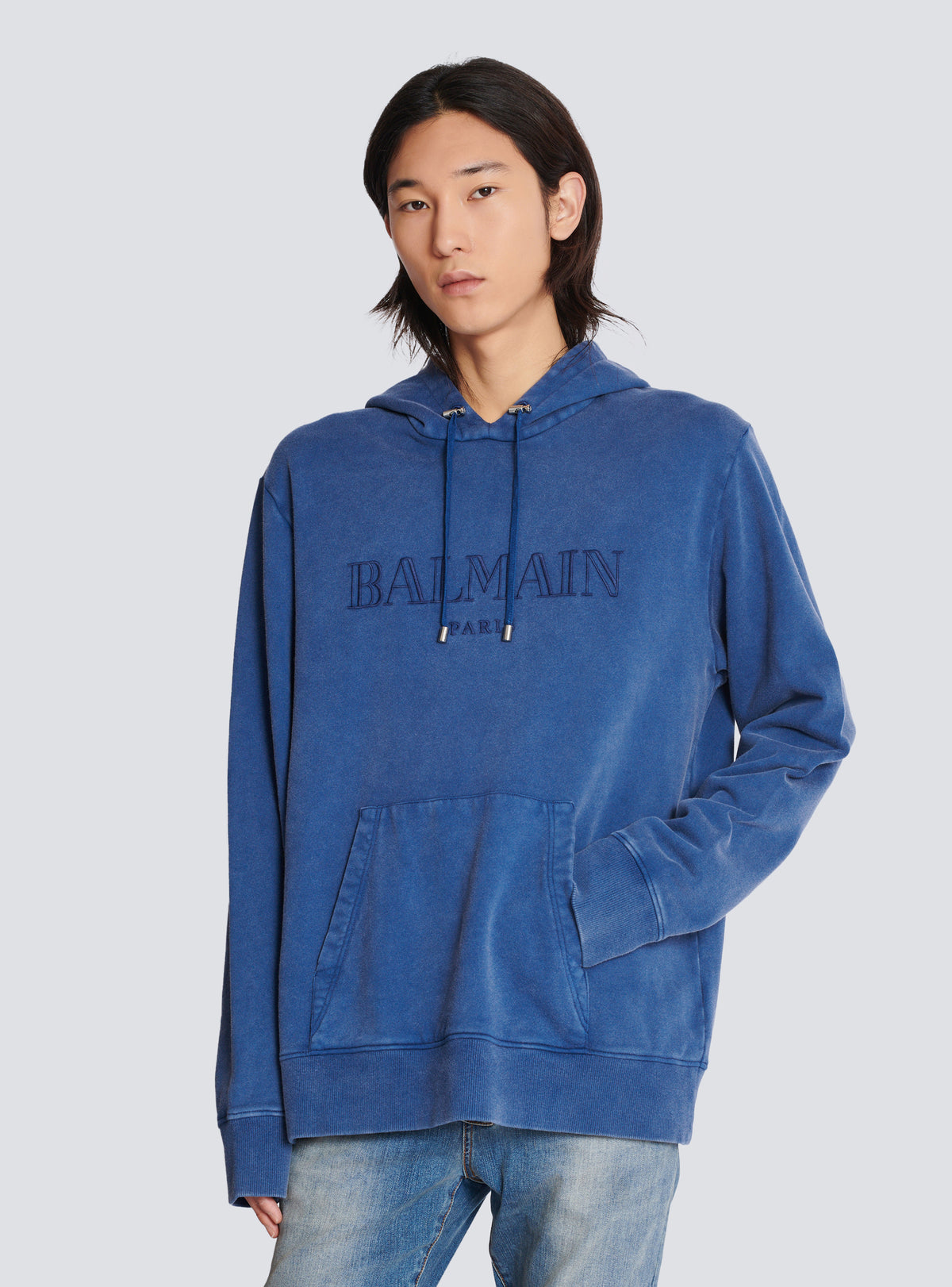 Hoodie brodé balmain vintage - Bleu & Bleu