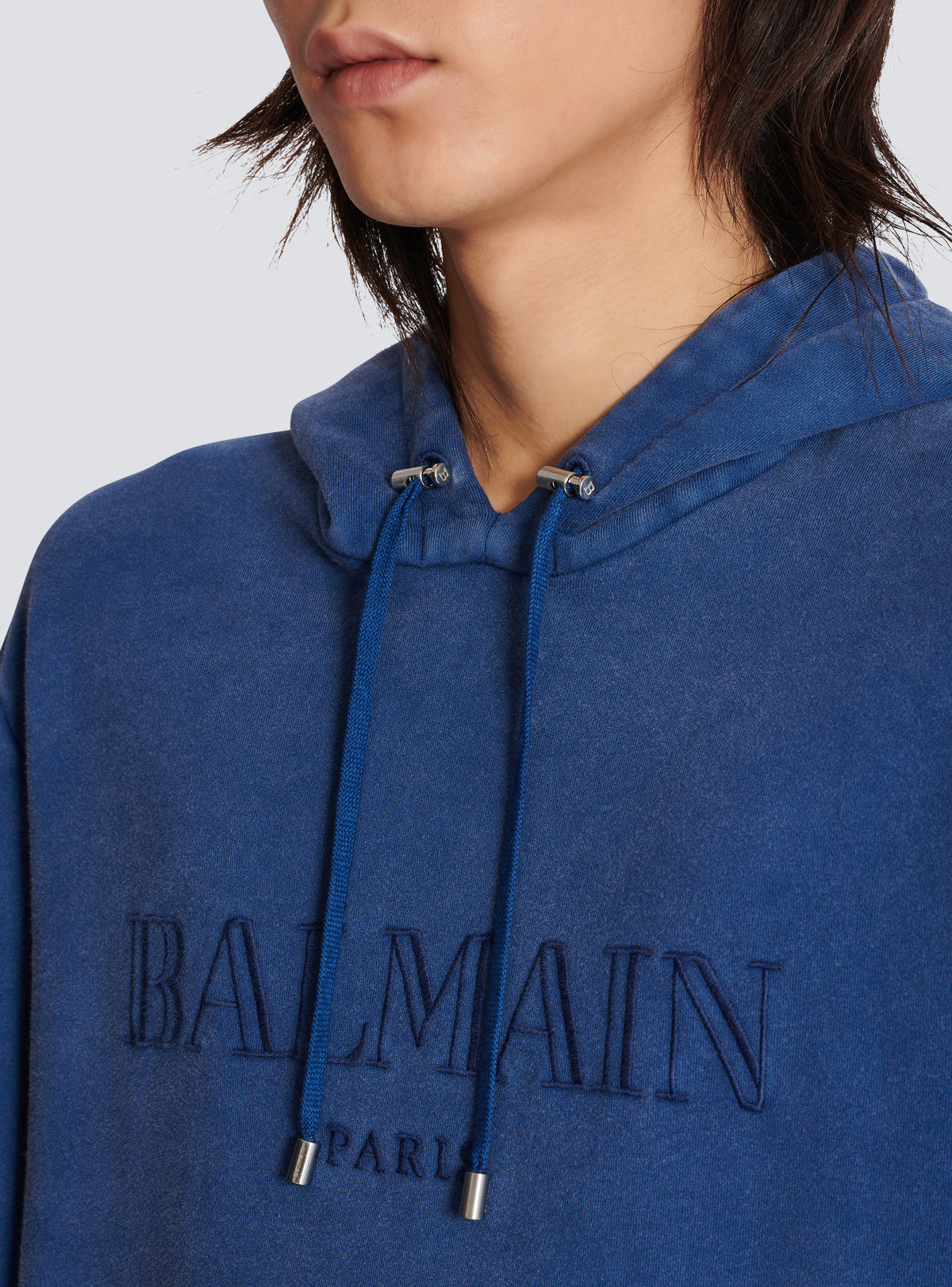 Hoodie brodé balmain vintage - Bleu & Bleu