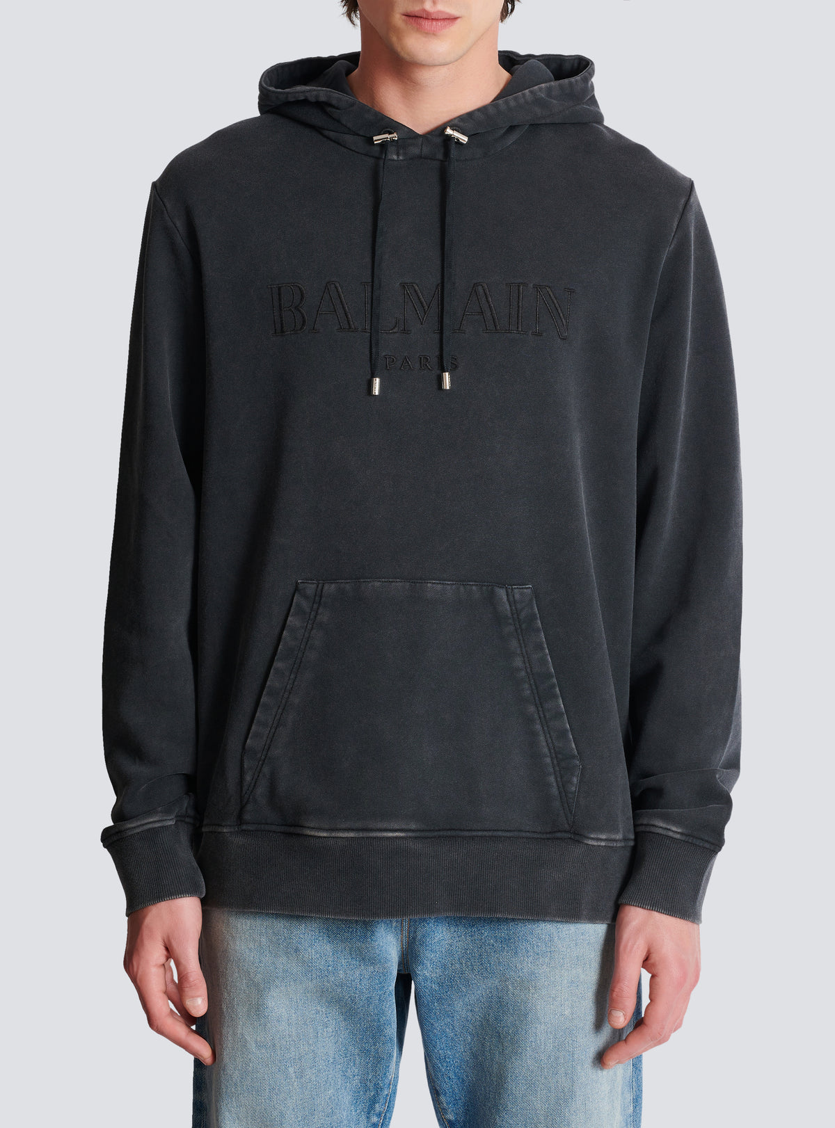 Hoodie brodé balmain vintage - Gris & Gris