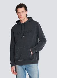Hoodie brodé balmain vintage - Gris & Gris