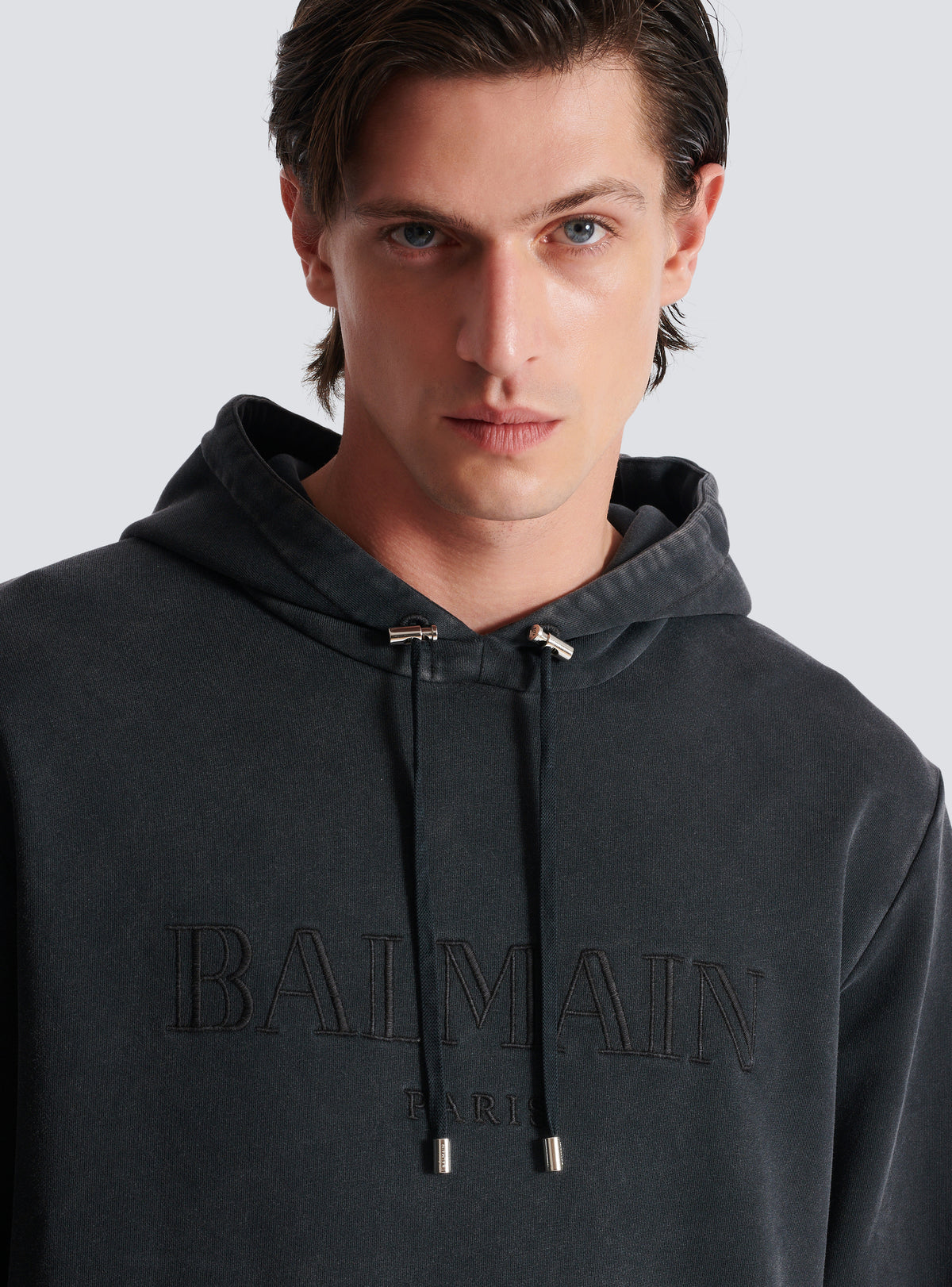 Hoodie brodé balmain vintage - Gris & Gris