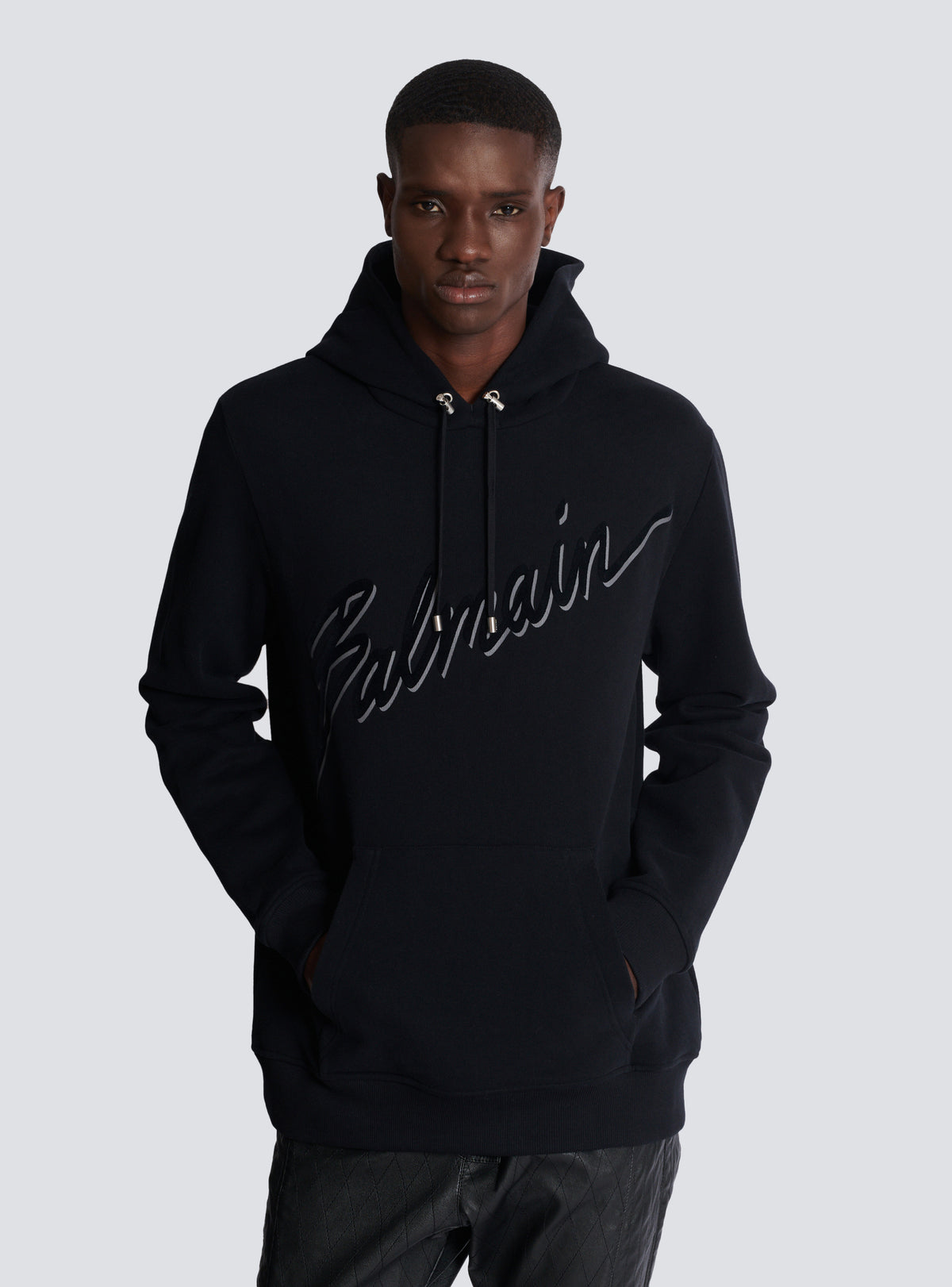 Hoodie floqué balmain lettre - Noir & Noir