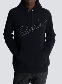 Sweat à capuche floqué lettre - Noir & Noir