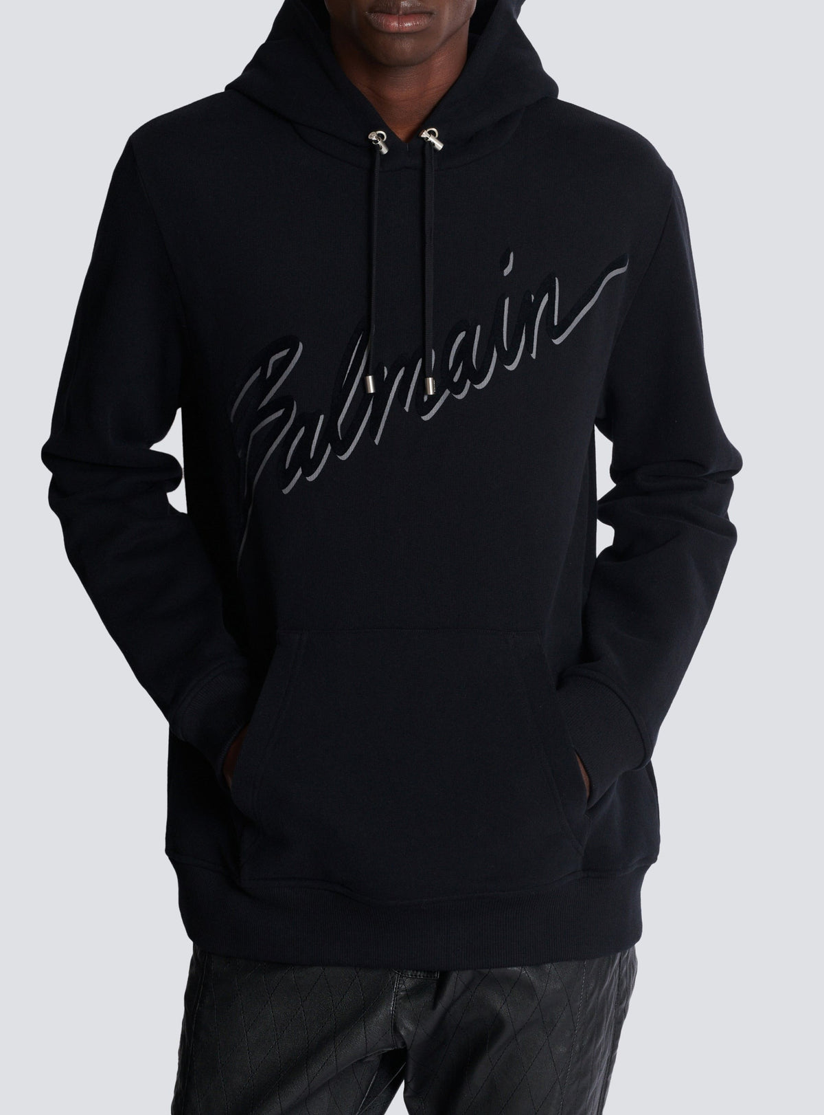 Sweat à capuche floqué lettre - Noir & Noir