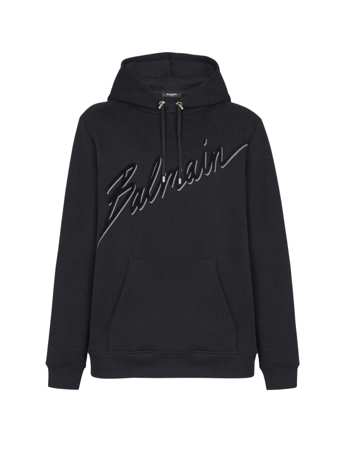 Sweat à capuche floqué lettre - Noir & Noir