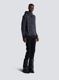 Hoodie imprimé motif étiquette balmain all-over - Noir & Blanc