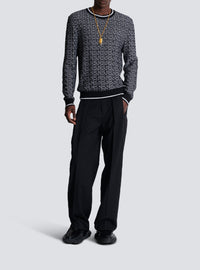 Wool crew-neck sweater - White & Black