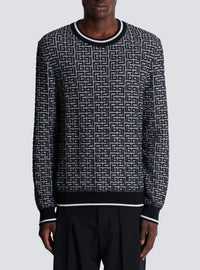 Pull en maille à monogramme pb labyrinthe - Blanc & Noir