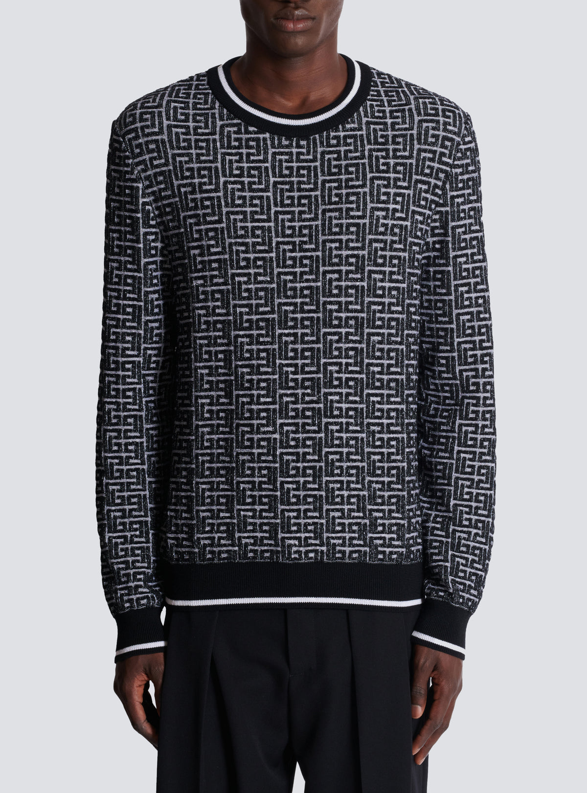 Pull en maille à monogramme pb labyrinthe - Blanc & Noir