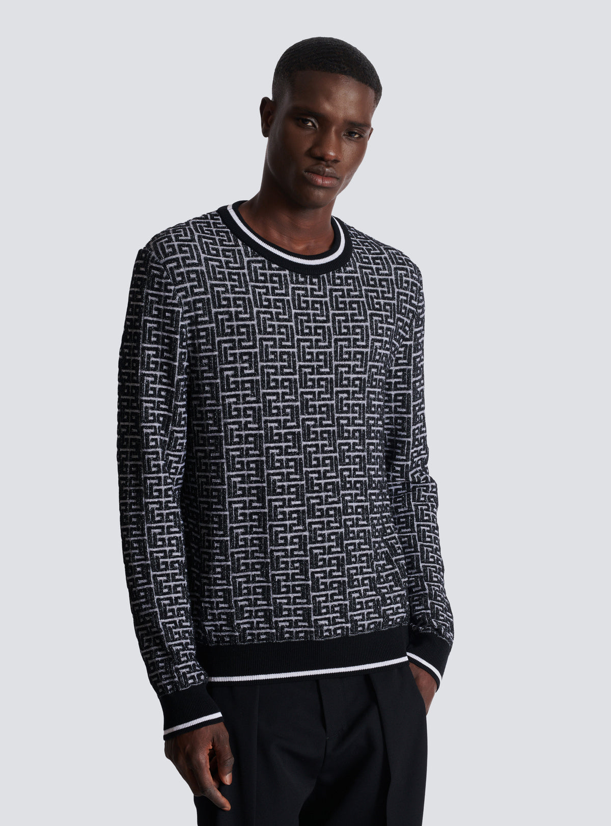 Pull en maille à monogramme pb labyrinthe - Blanc & Noir