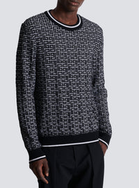 Wool crew-neck sweater - White & Black