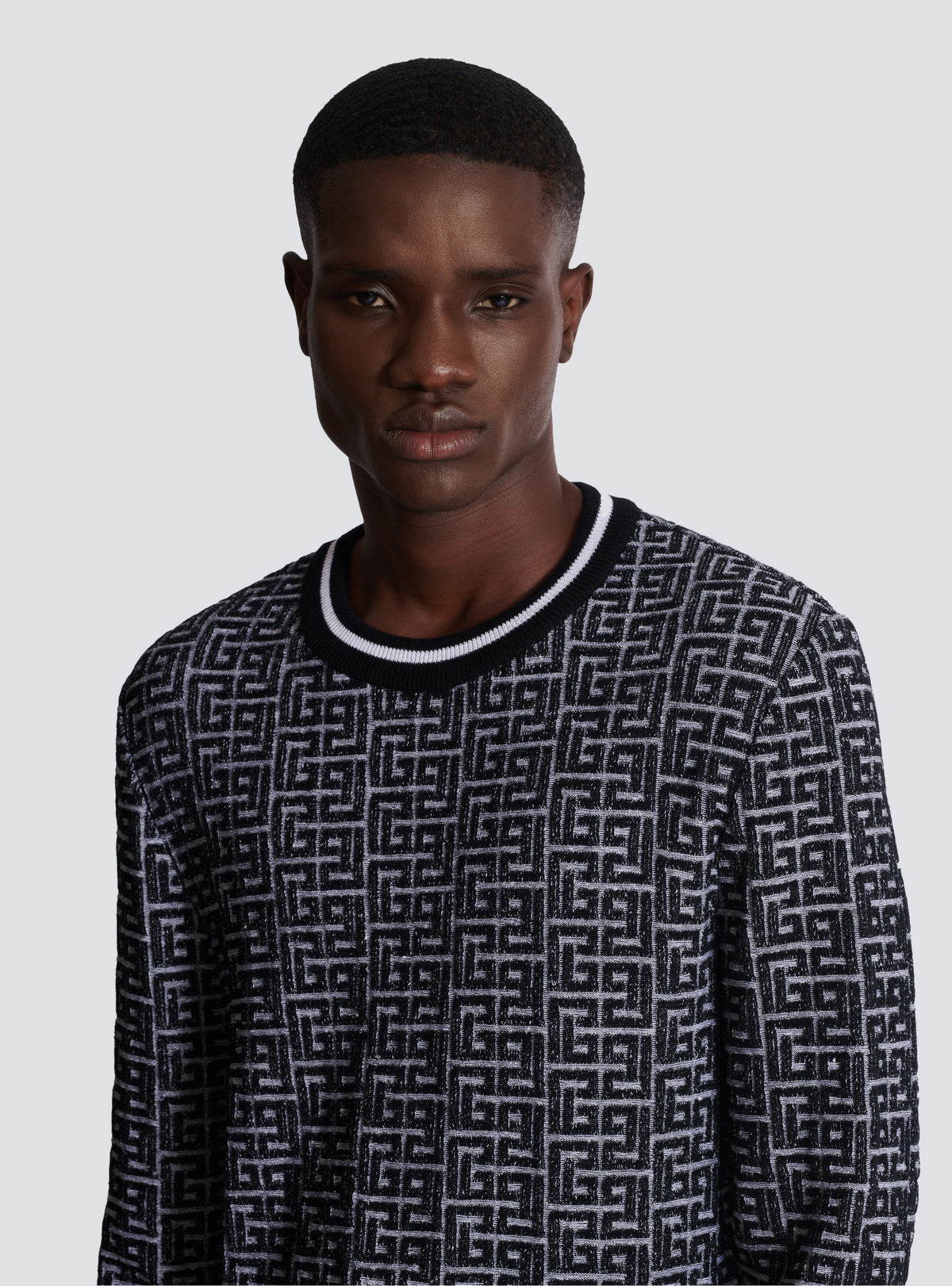 Pull en maille à monogramme pb labyrinthe - Blanc & Noir