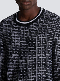 Wool crew-neck sweater - White & Black