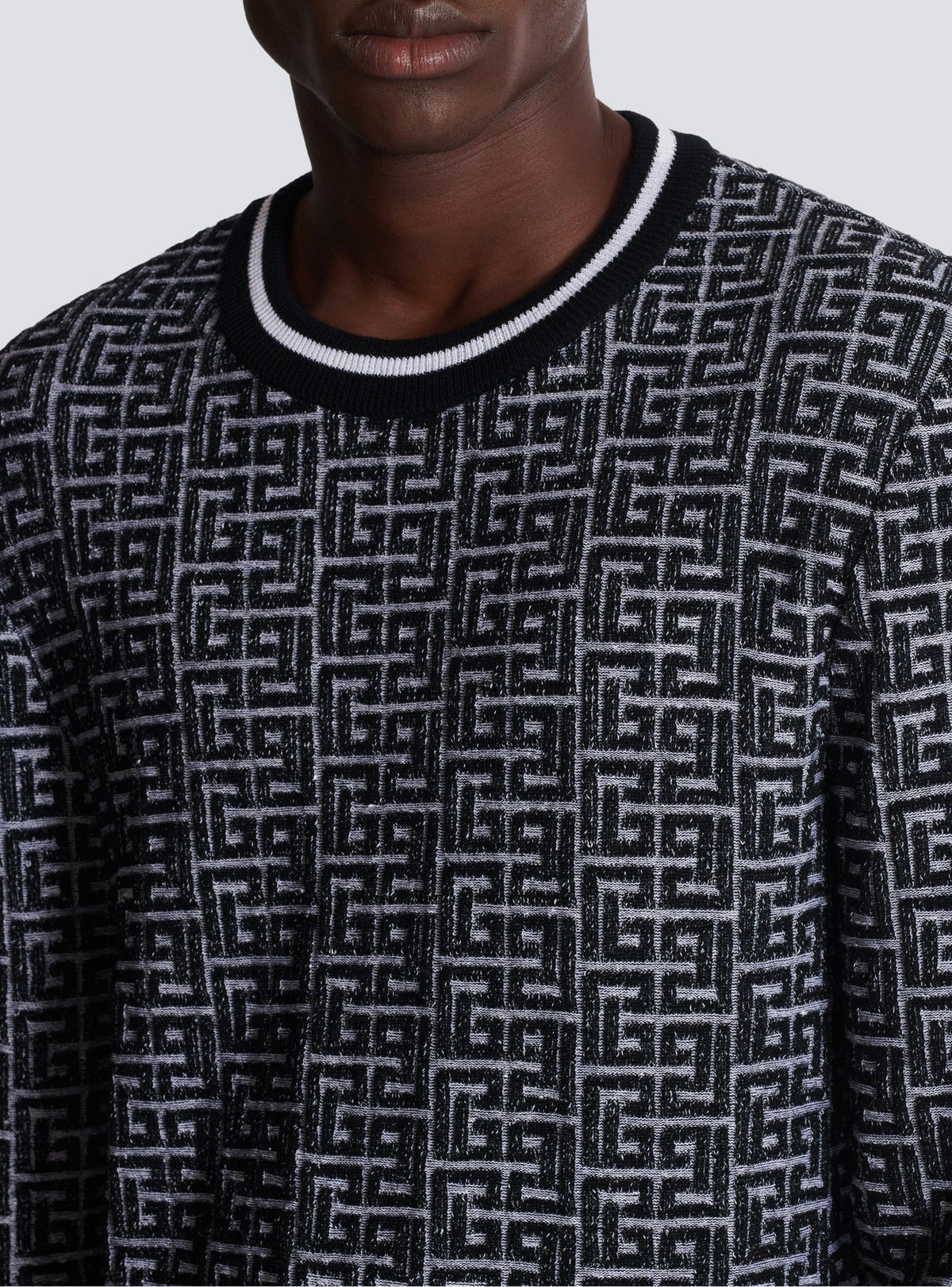 Wool crew-neck sweater - White & Black