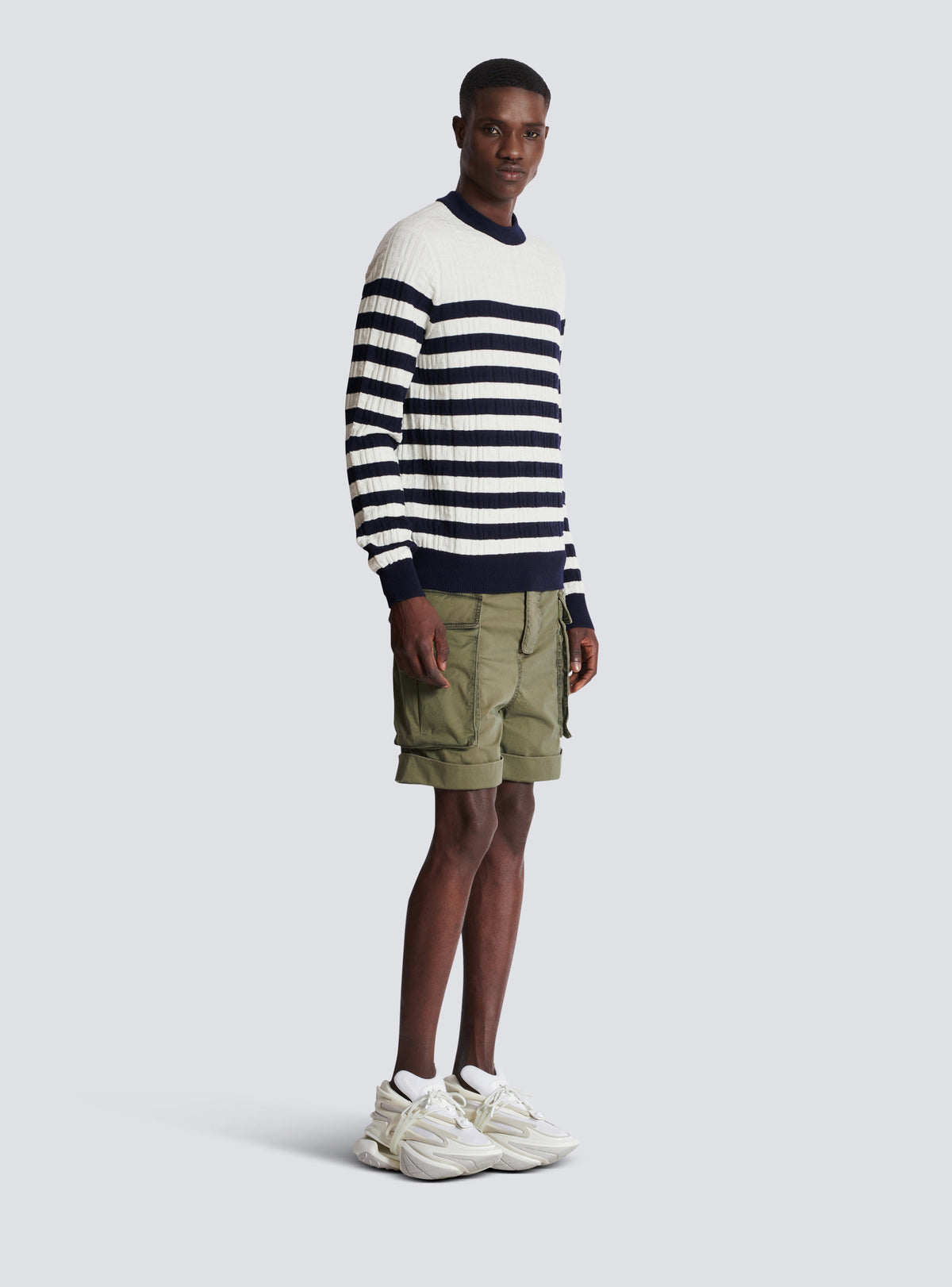 Pull marinière à monogramme - Blanc & Marine