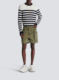 Pull marinière à monogramme en laine - Blanc & Marine