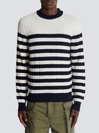 Pull marinière à monogramme - Blanc & Marine