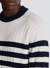 Pull marinière à monogramme en laine - Blanc & Marine