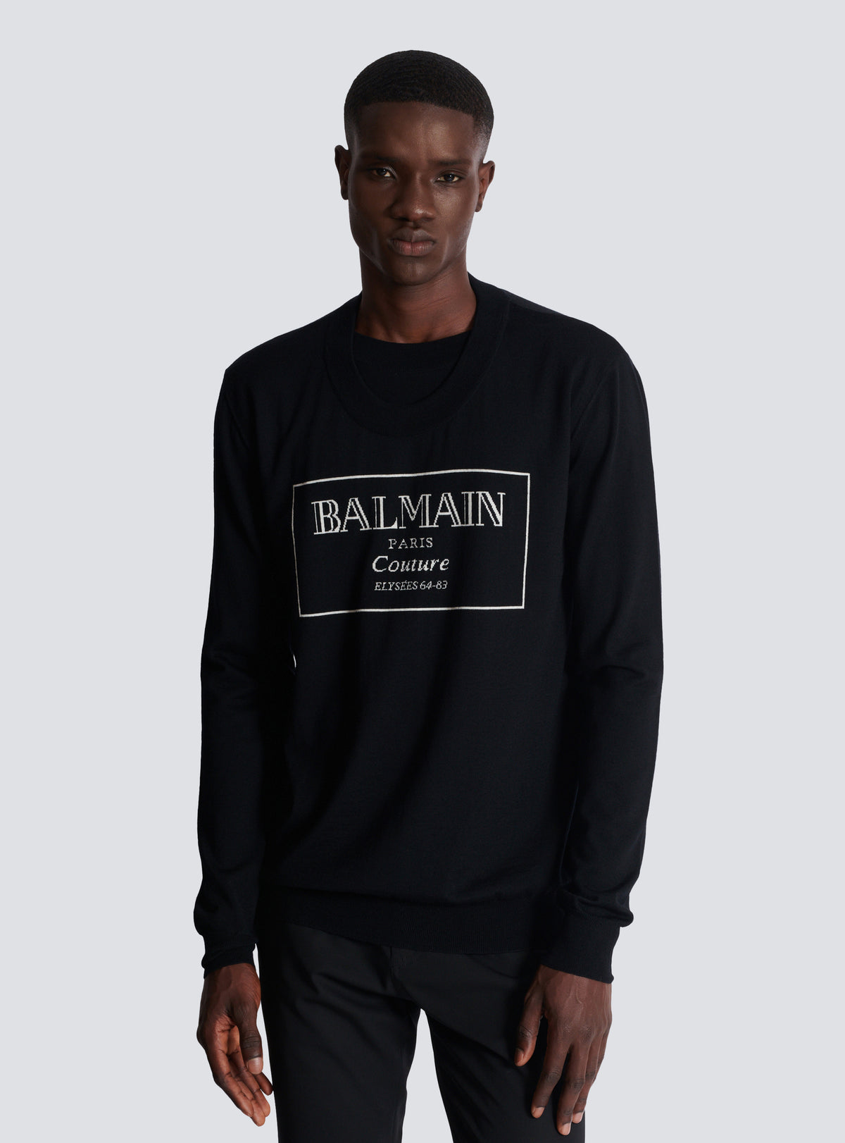 Pull en maille balmain couture étiquette - Noir & Blanc