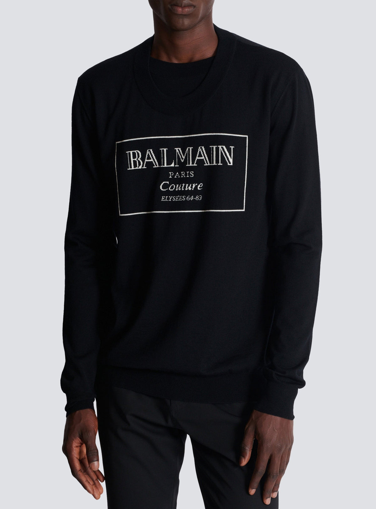 Pull à col rond en laine - Noir & Blanc