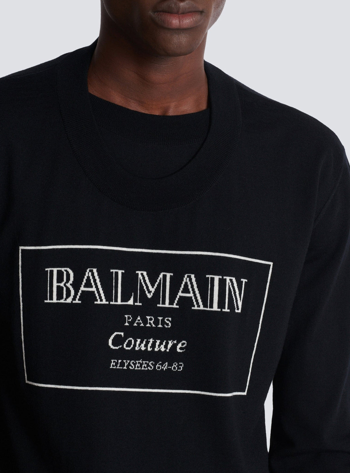 Pull à col rond en laine - Noir & Blanc