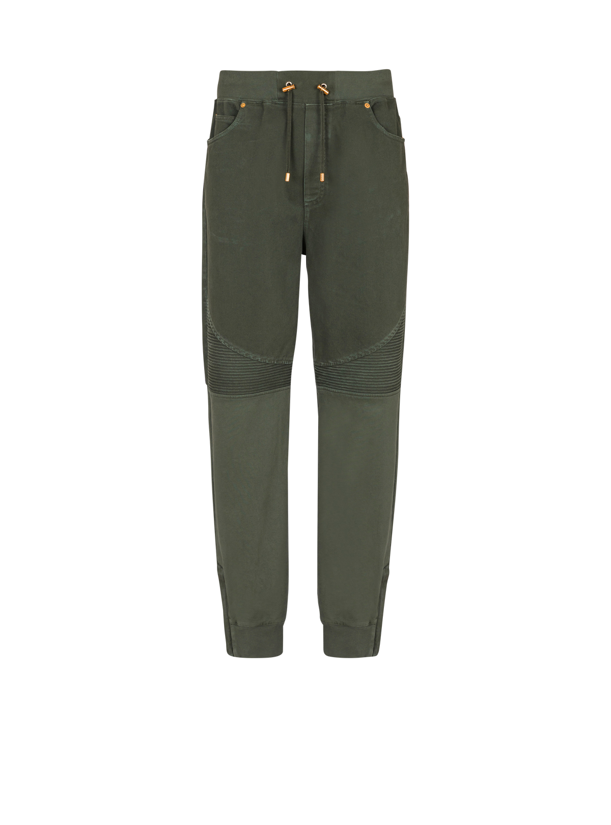 Jean loose en denim et jersey - Kaki