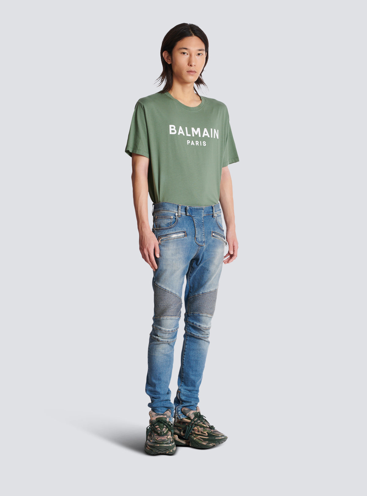 Jean biker slim en denim blue wash - Bleu Jean