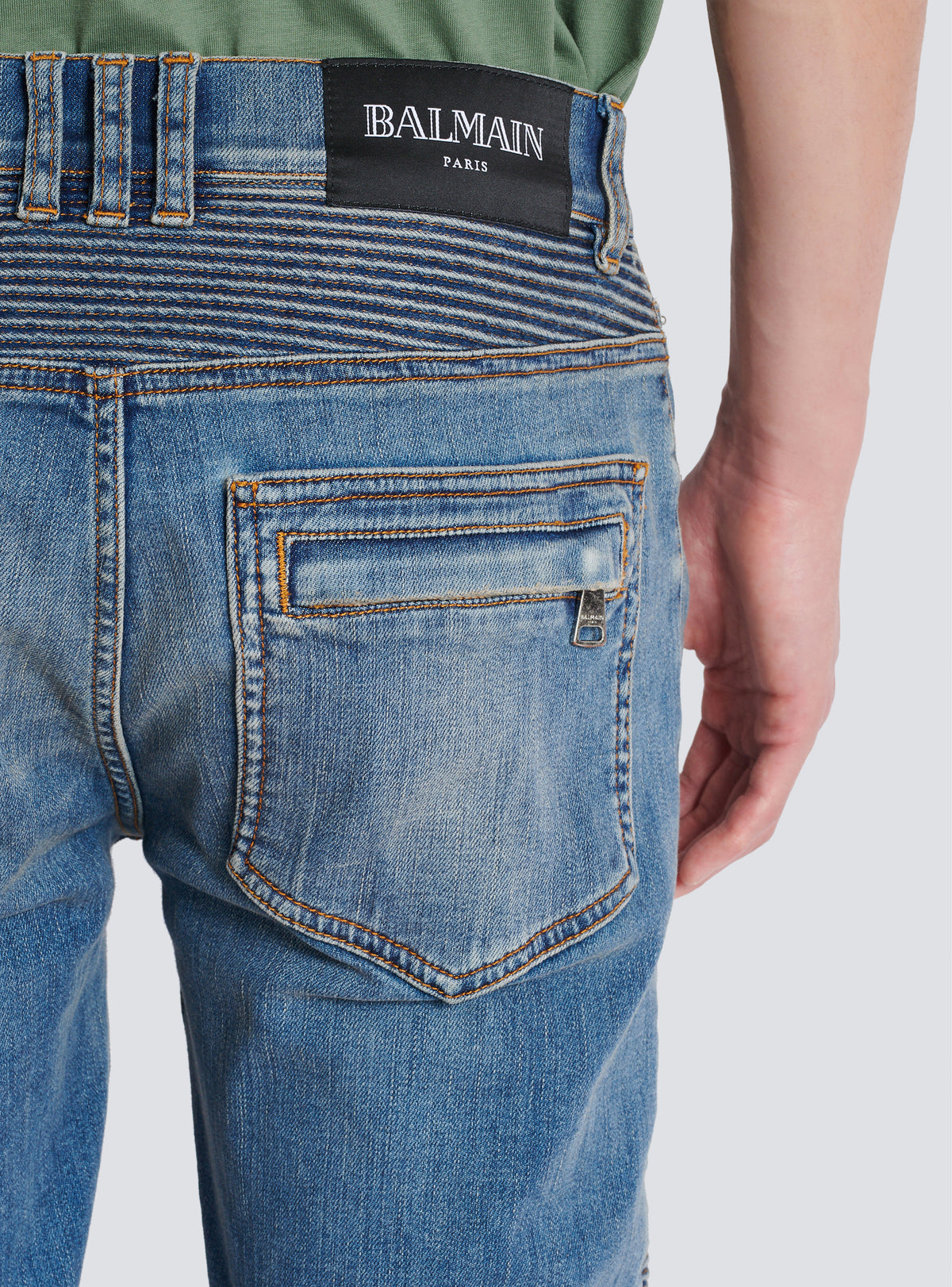 Jean biker slim en denim blue wash - Bleu Jean