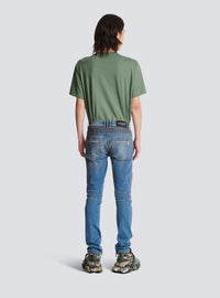 Jean biker slim en denim blue wash - Bleu Jean