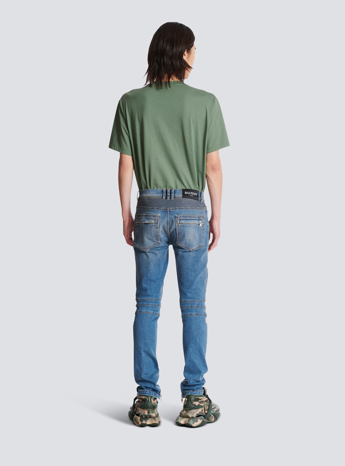 Jean biker slim en denim blue wash - Bleu Jean