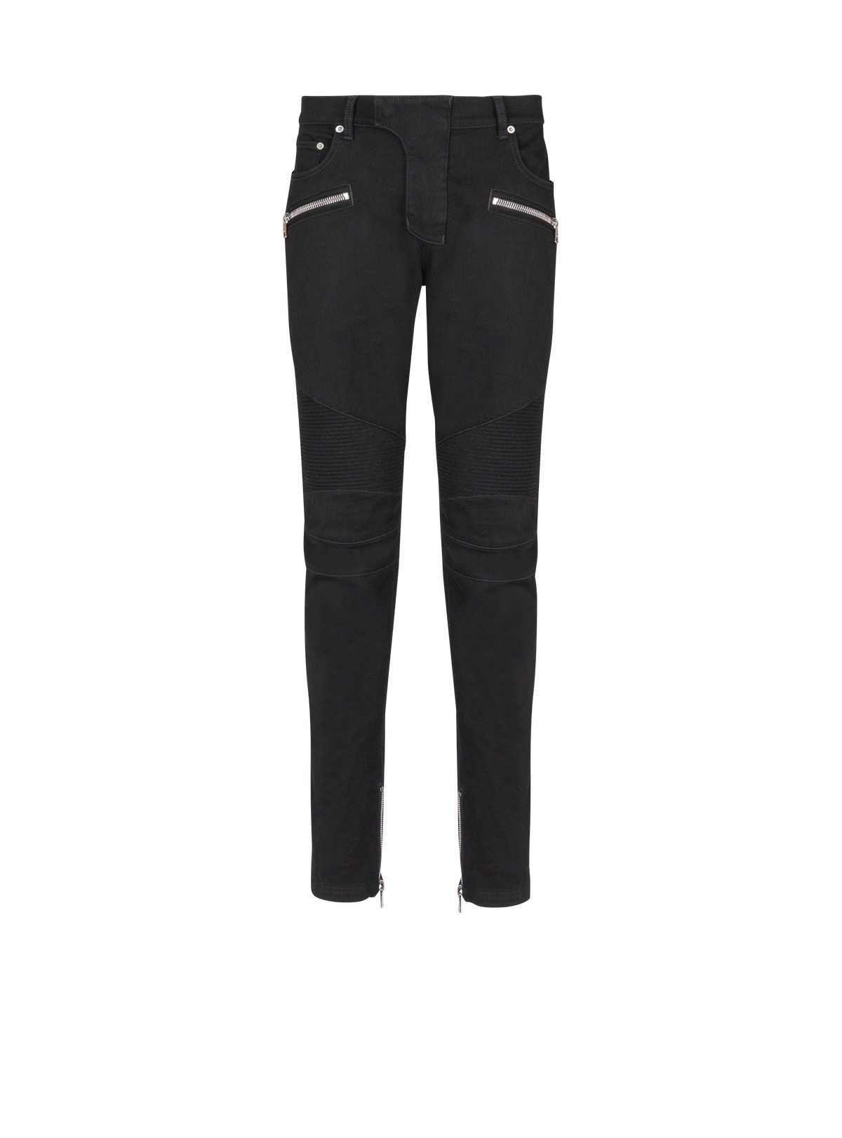Jean biker slim en denim uni - Noir
