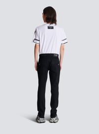 Jean biker slim en denim uni - Noir
