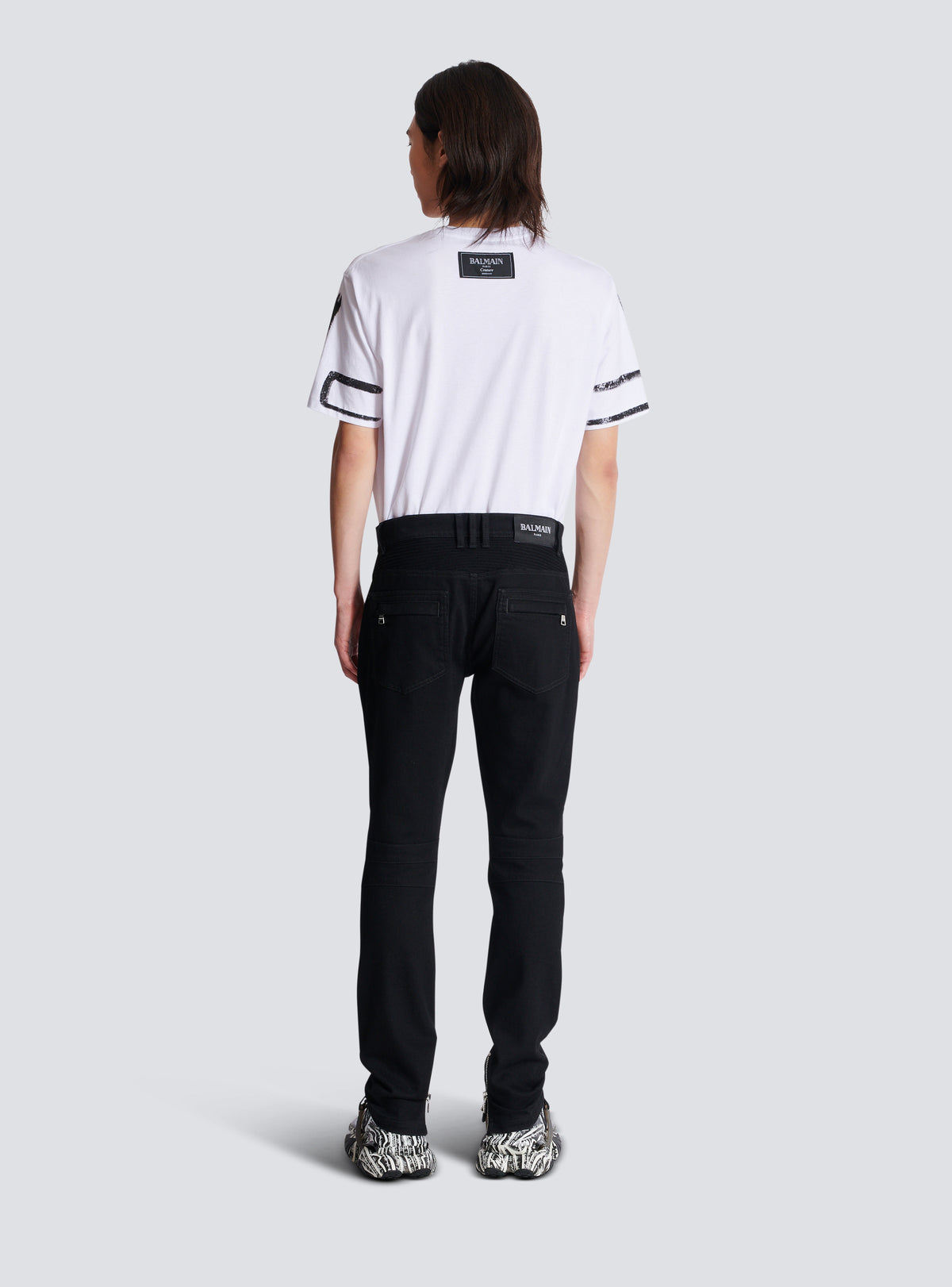 Jean biker slim en denim uni - Noir