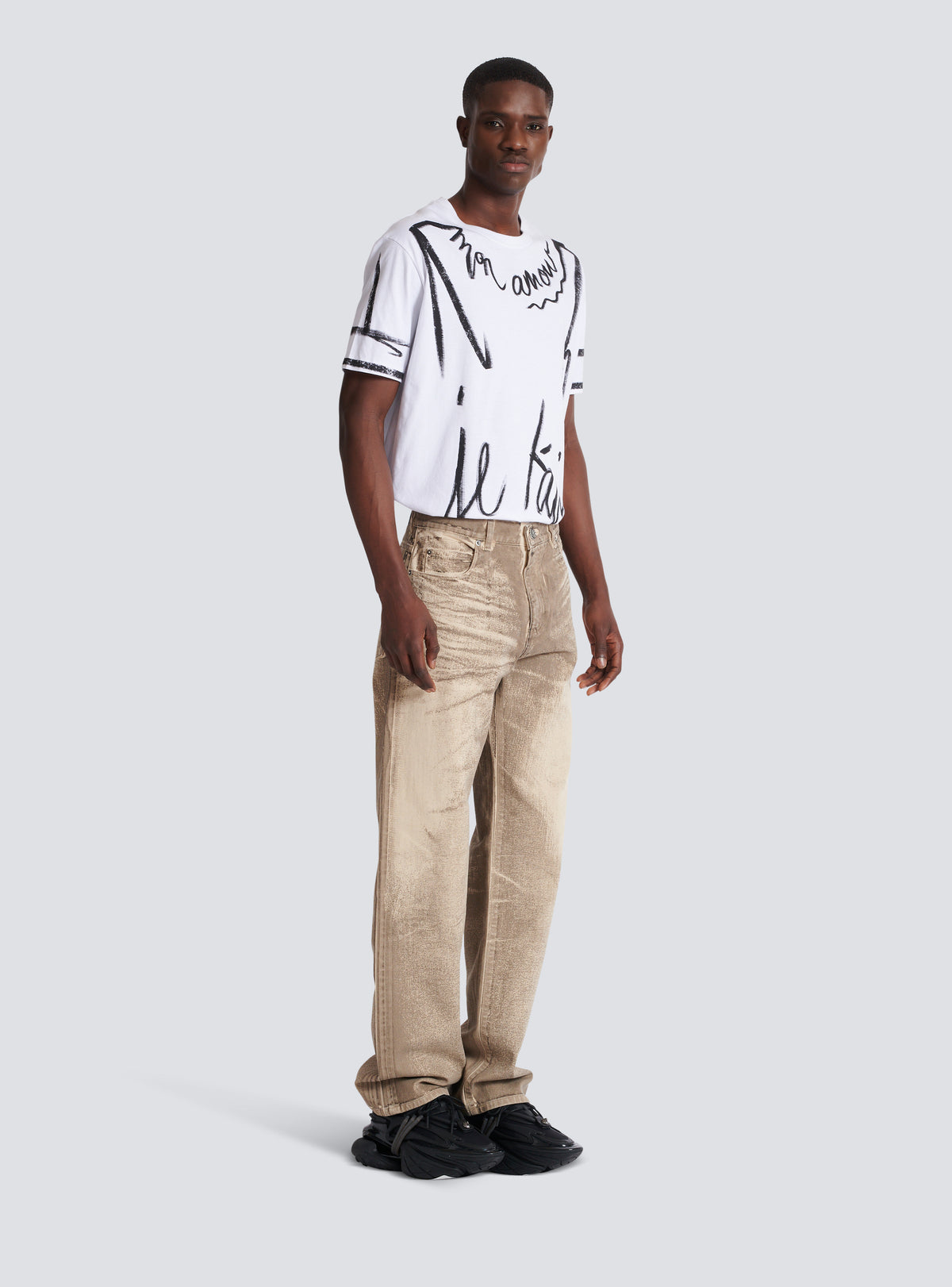 Jean loose en denim beige wash - Beige