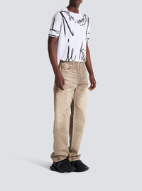 Pantalon loose en denim - Beige