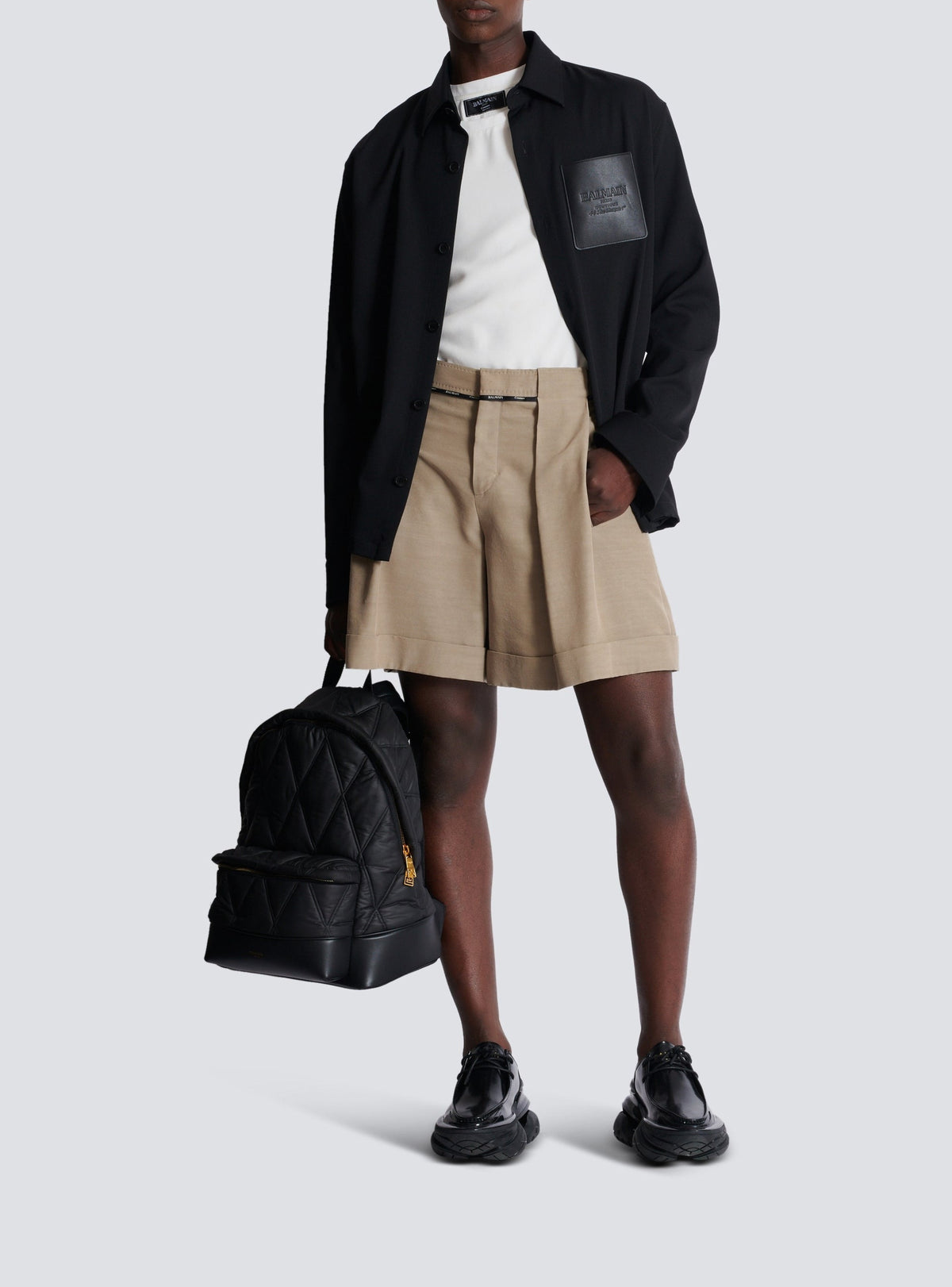 Pleated cupro shorts - Taupe