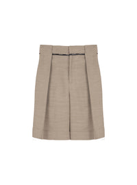 Pleated cupro shorts - Taupe