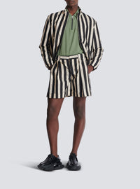 Pleated jacquard shorts - Nude & Black