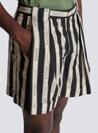Short plissé en jacquard - Nude & Noir