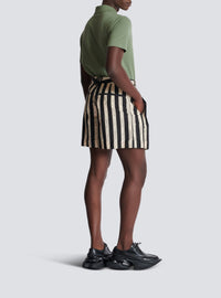 Pleated jacquard shorts - Nude & Black