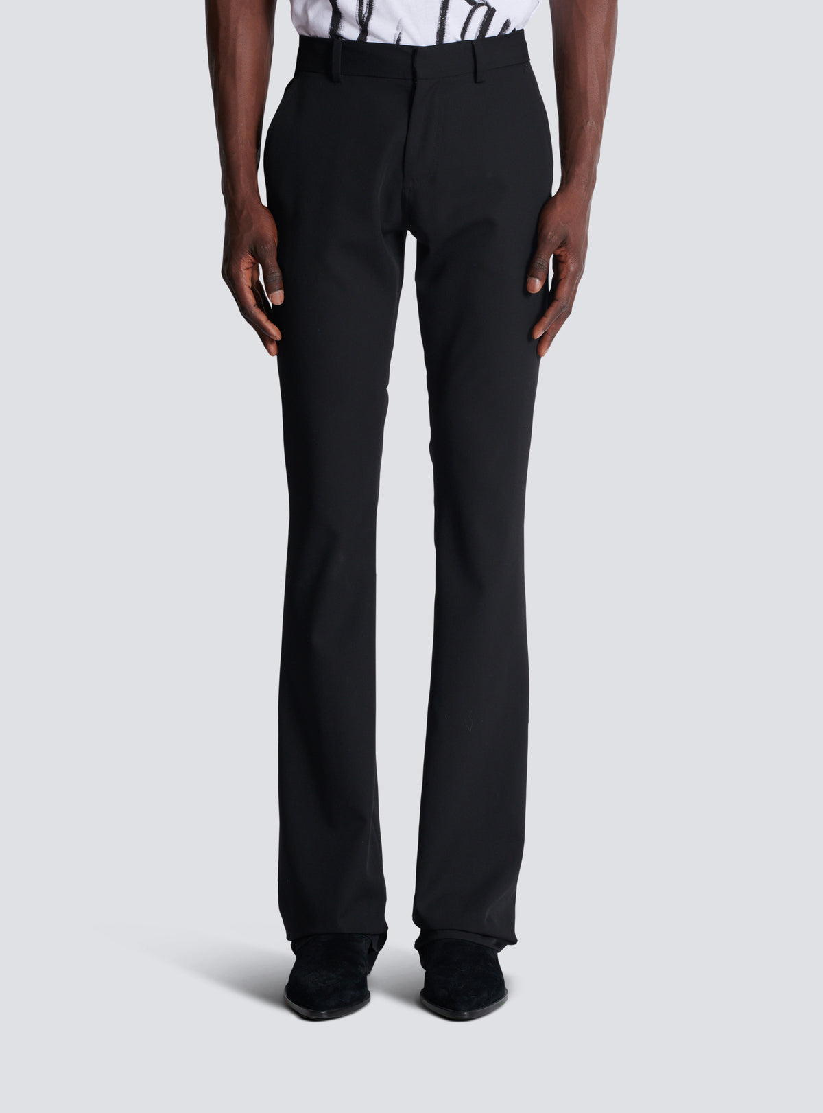 Pantalon de tailleur bootleg en grain de poudre - Noir
