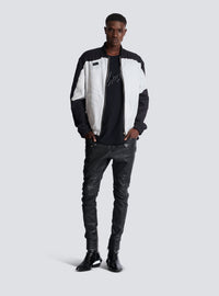 Pantalon biker en cuir matelassé - Noir