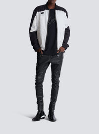 Pantalon biker en cuir matelassé - Noir