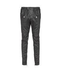 Pantalon biker en cuir matelassé - Noir
