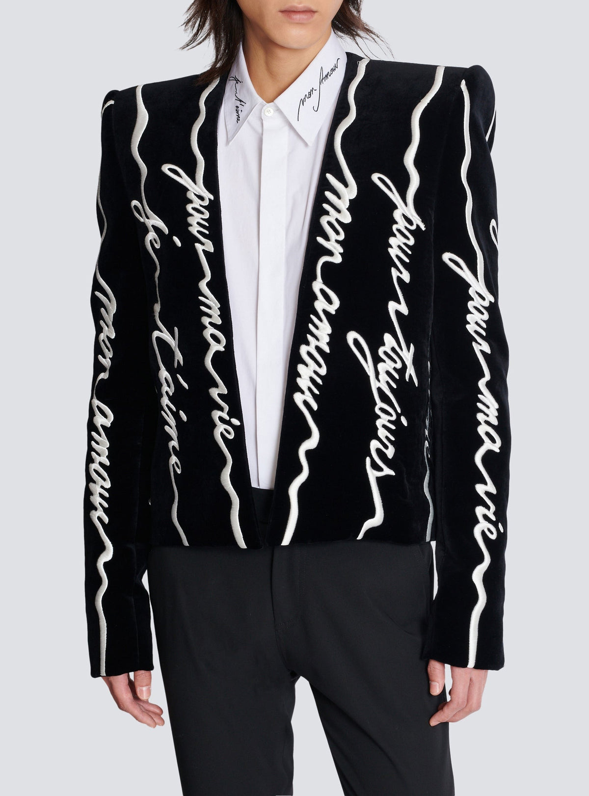 veste spencer en velours - Noir & Blanc