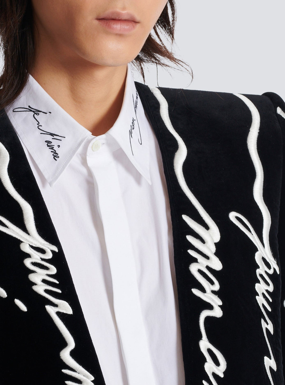 veste spencer en velours - Noir & Blanc
